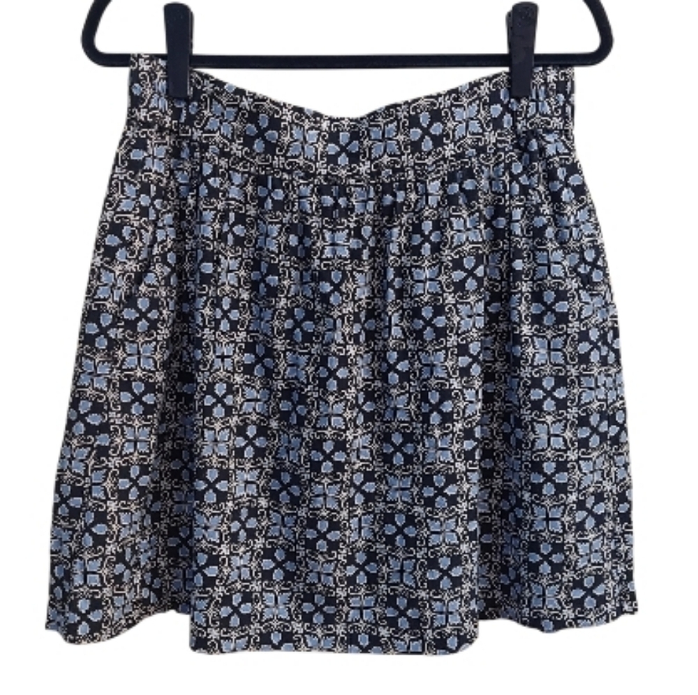 LOFT OUTLET Navy Floral Pullon A-line Linen Mini Skirt NEW MP